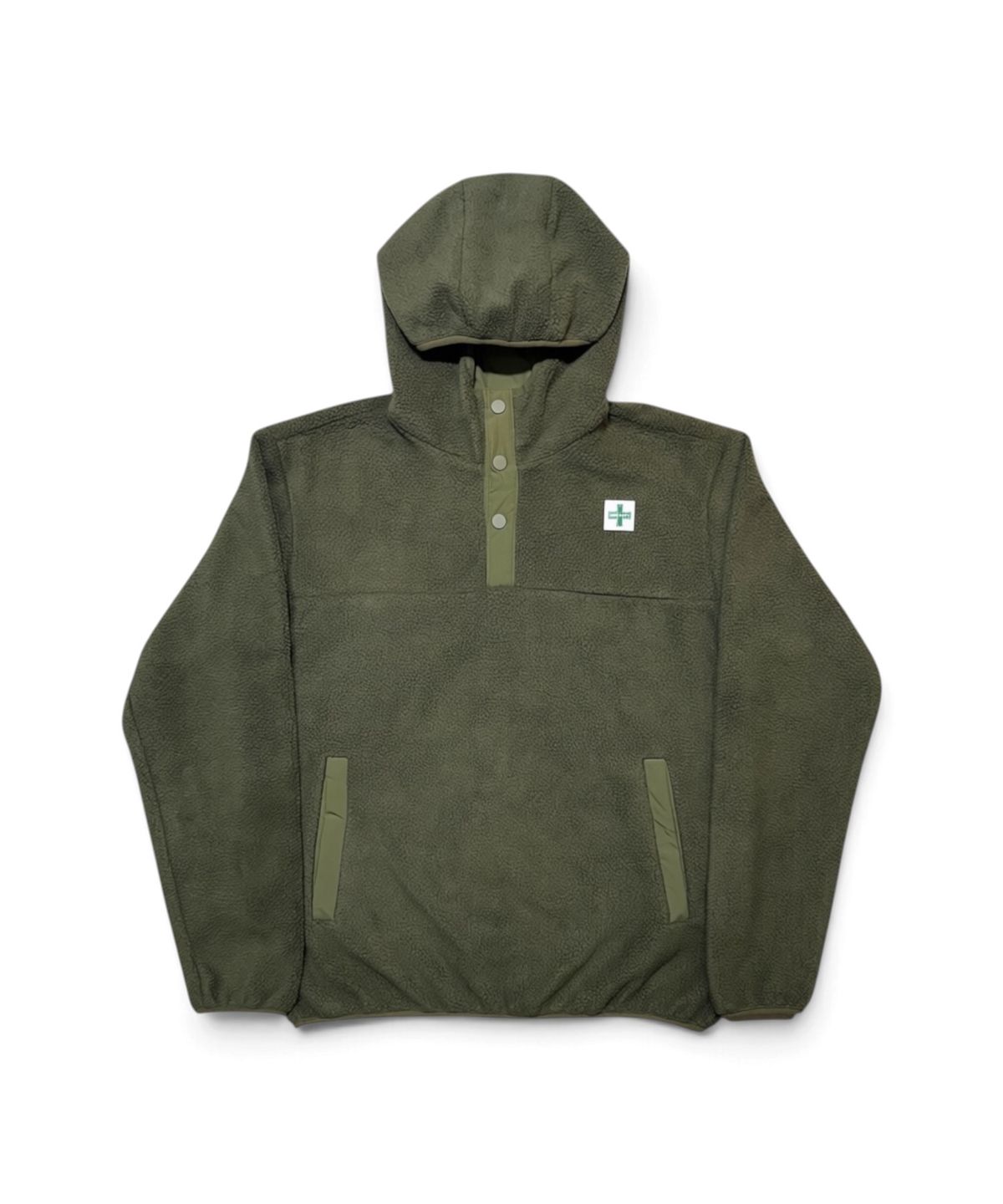 본슬리피(BORN SLIPPY) Calm Texture Hooded Fleece Anorak (Khaki)