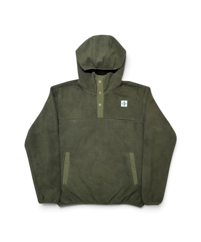 Calm Texture Hooded Fleece Anorak (Khaki)