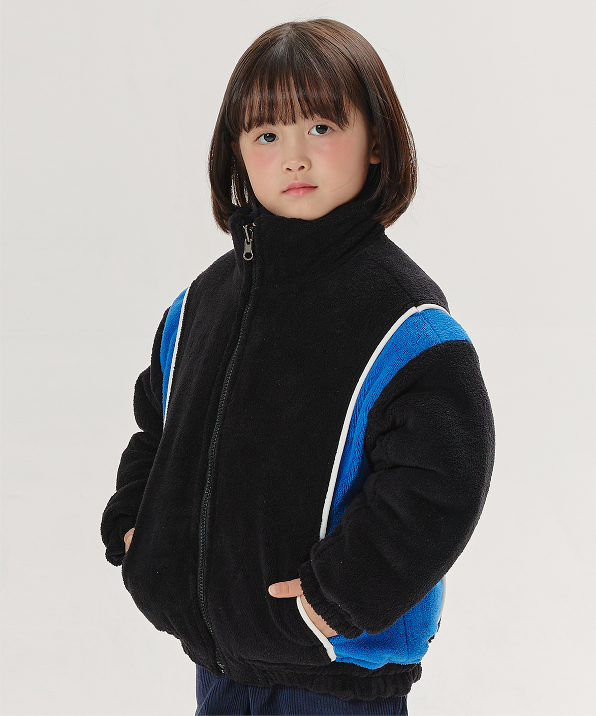 라메종드도도(LA MAISON DE DODO) reversible DODO Fleece Jacket (Black/Blue)_겨울용 뽀글이 아우터