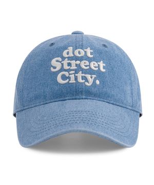 DOT 워싱 자수 볼캡-소라블루