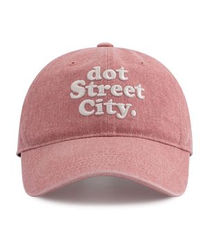DOT 워싱 자수 볼캡-인디고핑크