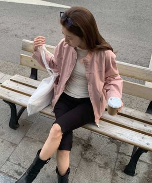 WASHED COTTON JACKET_LIGHT PINK