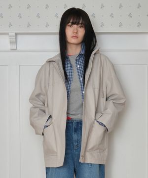 [쁨이 PICK] HOODED HALF TRENCH_GREY