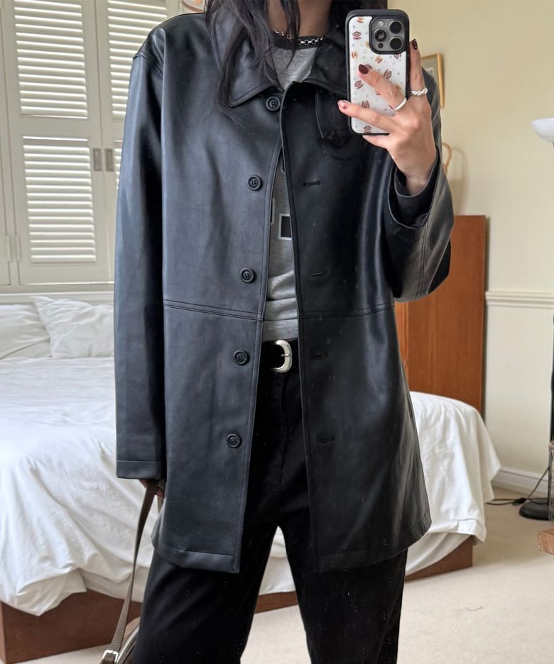 [브랜드위크 20%쿠폰] FAUX LEATHER HALF JACKET_BLACK