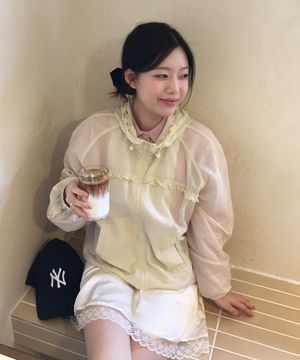 SHEER FRILLED WINDBREAKER_BUTTER