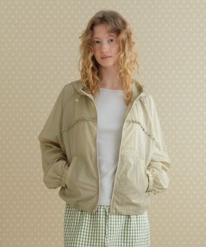 SHEER FRILLED WINDBREAKER_KHAKI