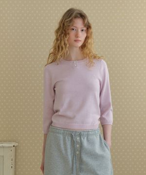 [쁨이 PICK] DAILY 3/4 SLEEVE KNIT TOP_PINK