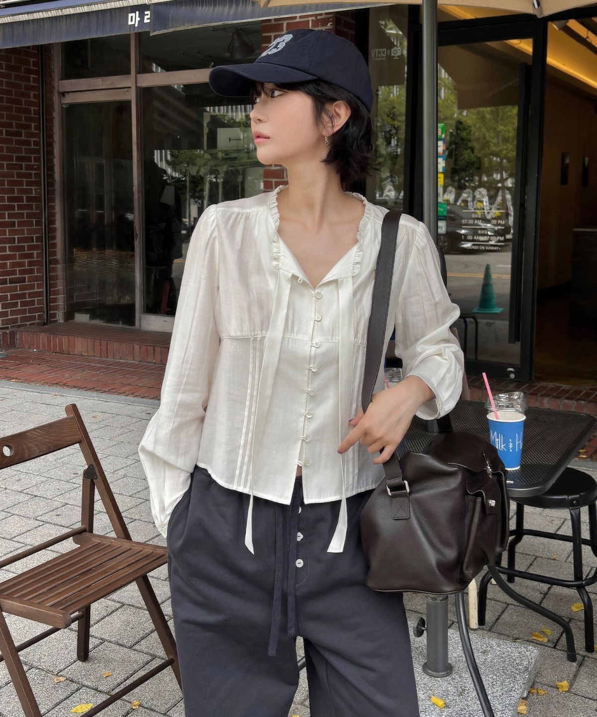 튜드먼트(TTUDEMENT) SATIN TIE BLOUSE_IVORY