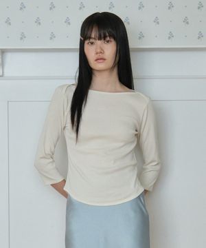 50s EMBROIDERED 3/4 SLEEVE T-SHIRT_IVORY