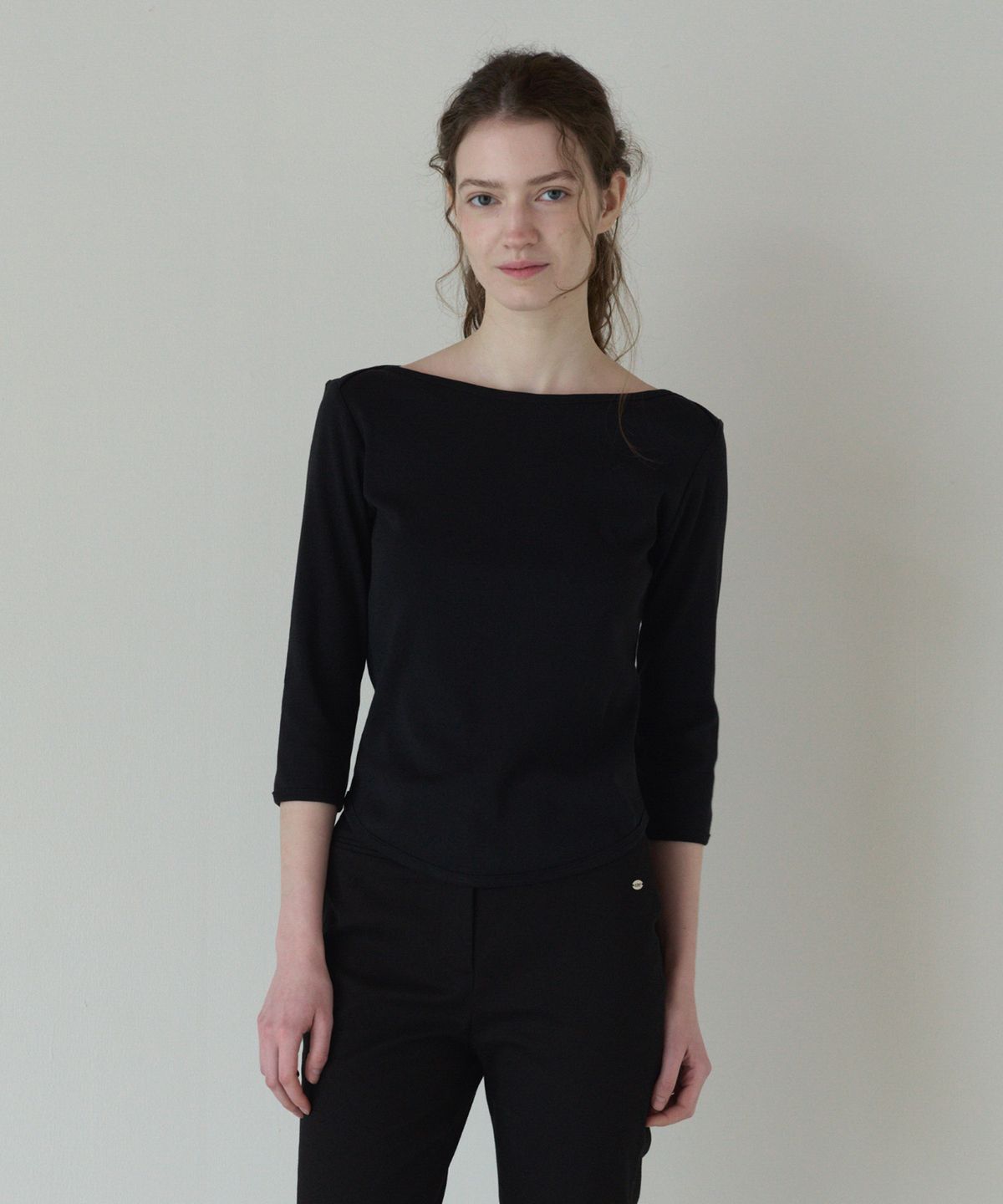 튜드먼트(TTUDEMENT) 50s EMBROIDERED 3/4 SLEEVE T-SHIRT_BLACK