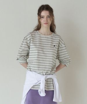 [쁨이 PICK] STRIPED ROUND-NECK T-SHIRT_OATMEAL