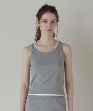 50s EMBROIDERED SLEEVELESS T-SHIRT_MELANGE GREY