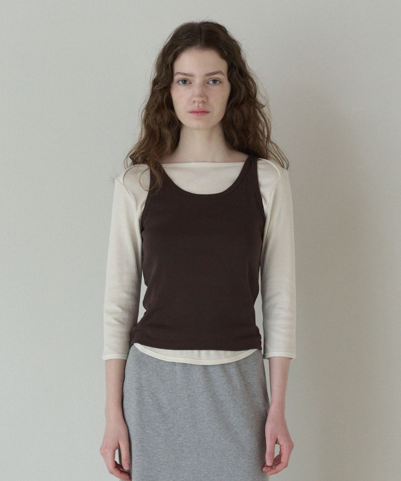 [브랜드위크 20%쿠폰] 50s EMBROIDERED SLEEVELESS T-SHIRT_BROWN