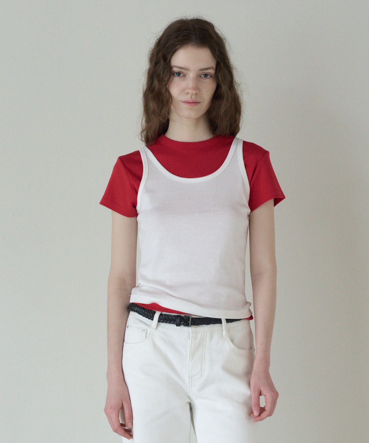 튜드먼트(TTUDEMENT) 50s EMBROIDERED SLEEVELESS T-SHIRT_WHITE