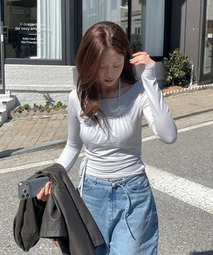 HALTER-NECK LAYERED T-SHIRT_LIGHT GREY