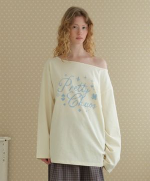 [쁨이 PICK] OFF-SHOULDER PIGMENT T-SHIRT_CREAM
