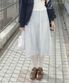 CHECK TIERED SKIRT_IVORY