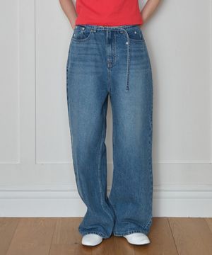 [쁨이 PICK] EMBROIDERED DENIM PANTS_MID BLUE