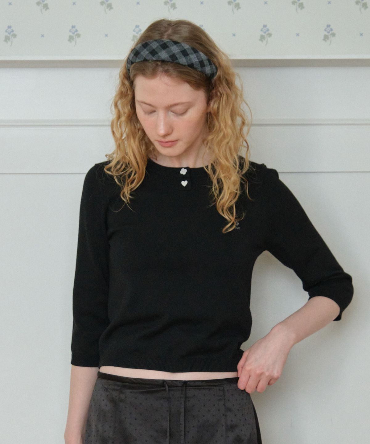 튜드먼트(TTUDEMENT) GINGHAM CHECK HAIR BAND_BLACK