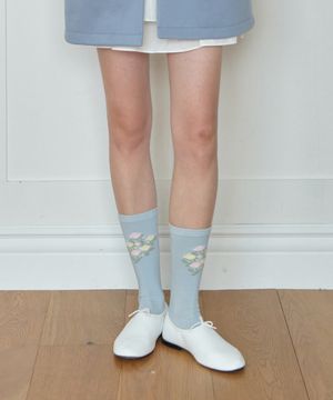 ROSE PATTERN SOCKS_LIGHT BLUE