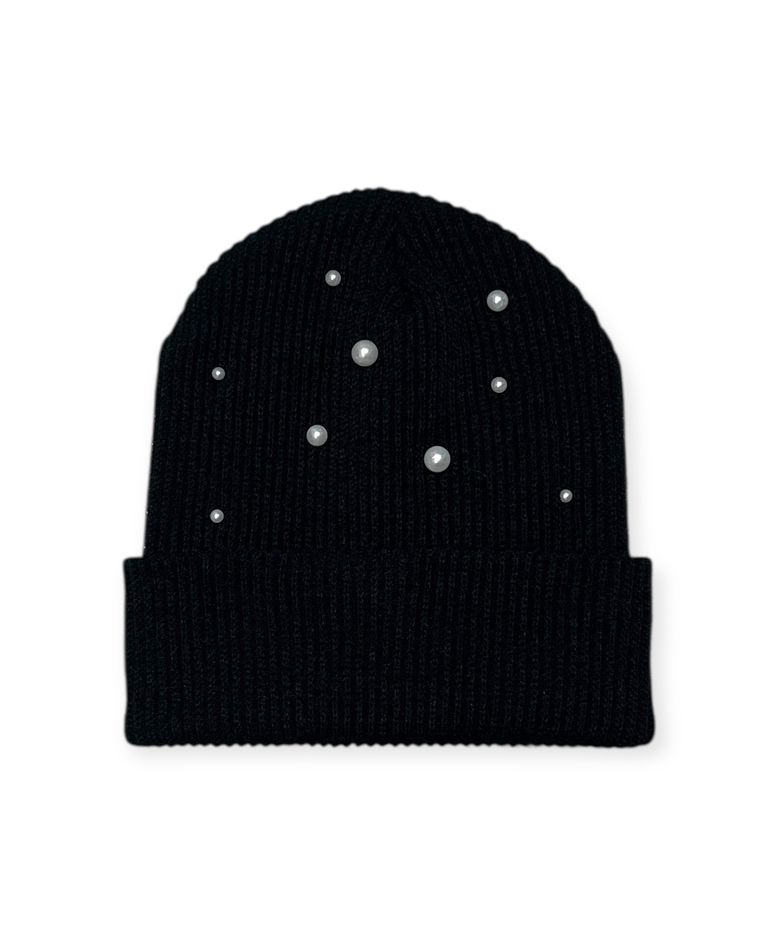 Stardust Rib Knit Beanie (Black)