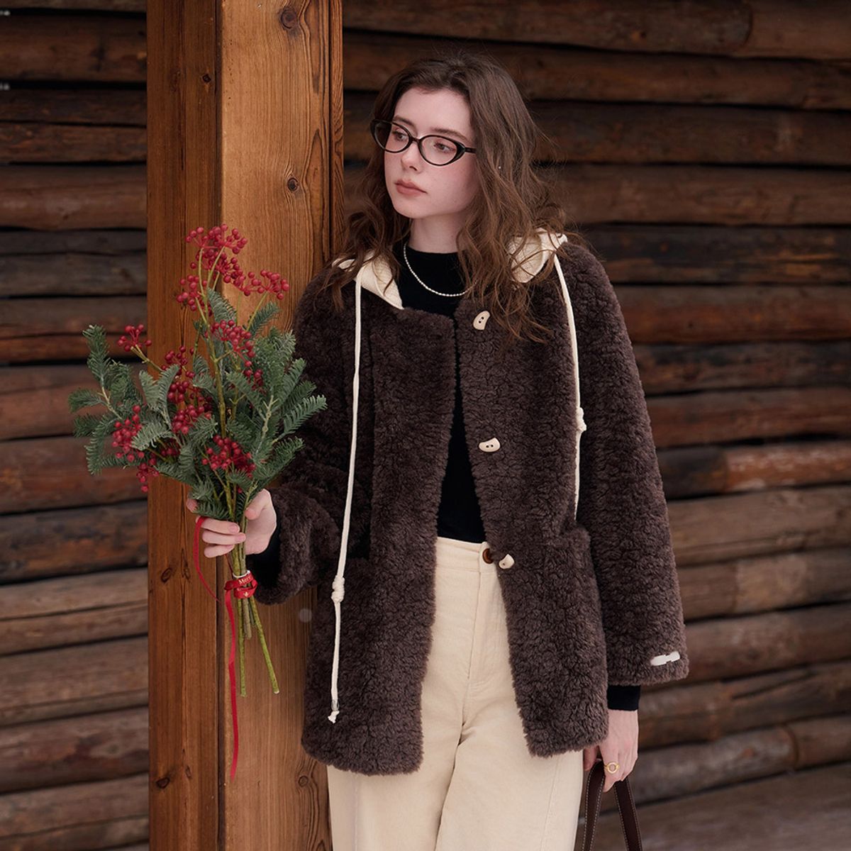 심플레트로(SIMPLE RETRO) SR_Hat fur integrated jacket_2color