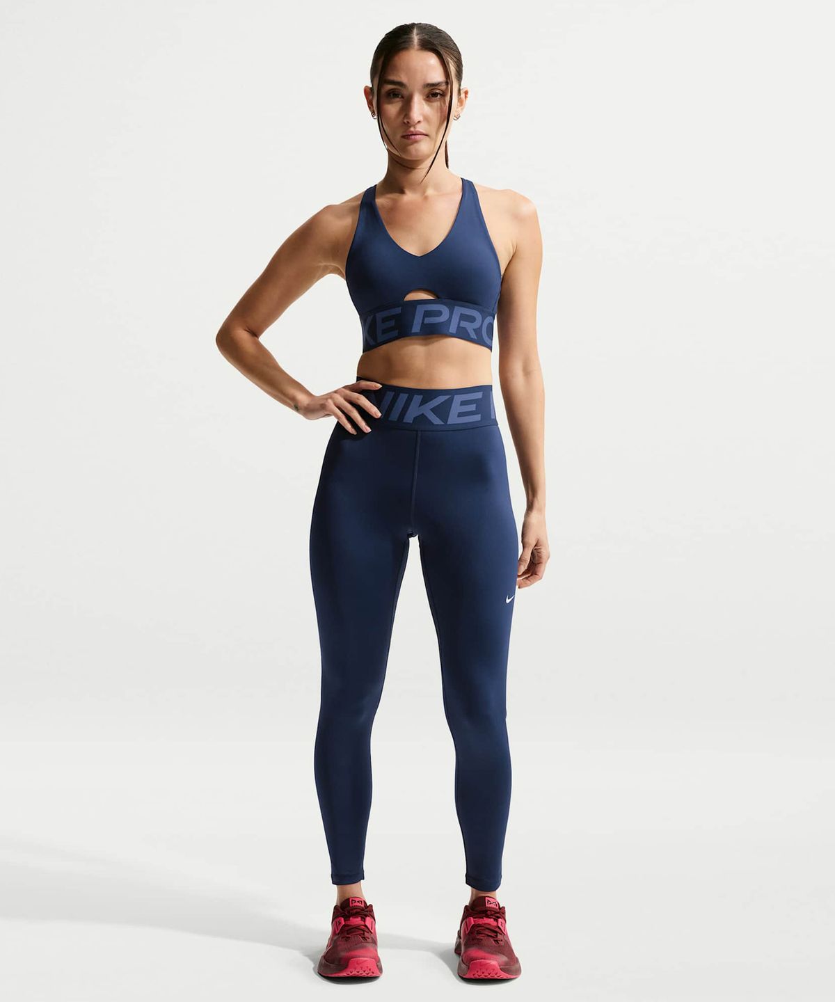 나이키(NIKE) 프로 스컬프트 하이웨이스트 풀 렝스 레깅스 W - 미드나이트 네이비:화이트 / FV7383-410