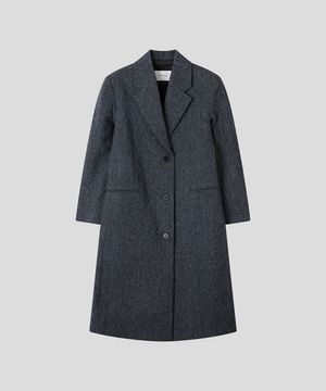 클래식 울 싱글 롱 코트 [헤링본]
