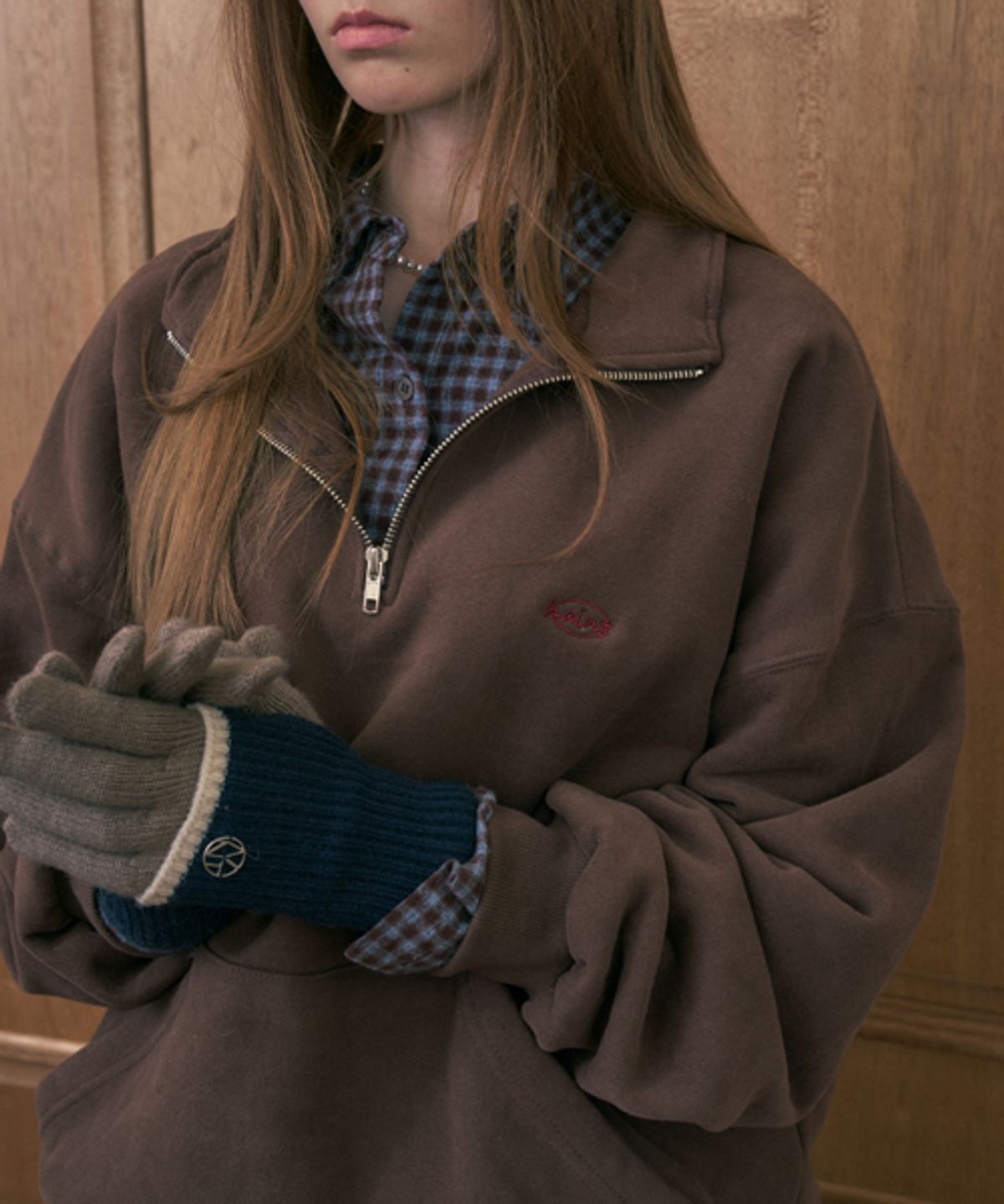 헤인트(HAINT) [기모]NORTH HALF ZIP-UP SWEAT SHIRTS_BROWN