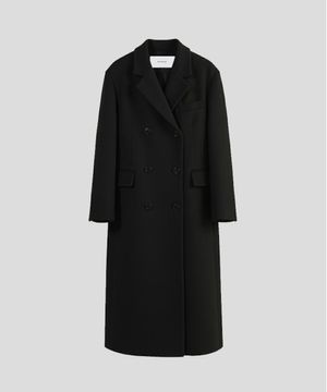 울 블렌디드 더블 코트 [블랙]