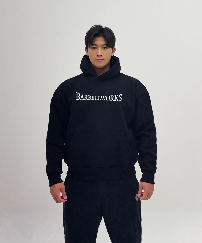 레터링 헤비고중량 이중지후드티셔츠