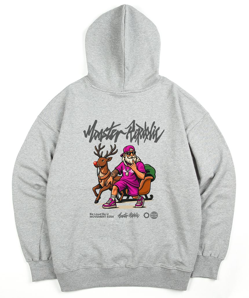 MUSINSA | MONSTER REPUBLIC Street Swag Santa Pink Hoodie Gray_8254
