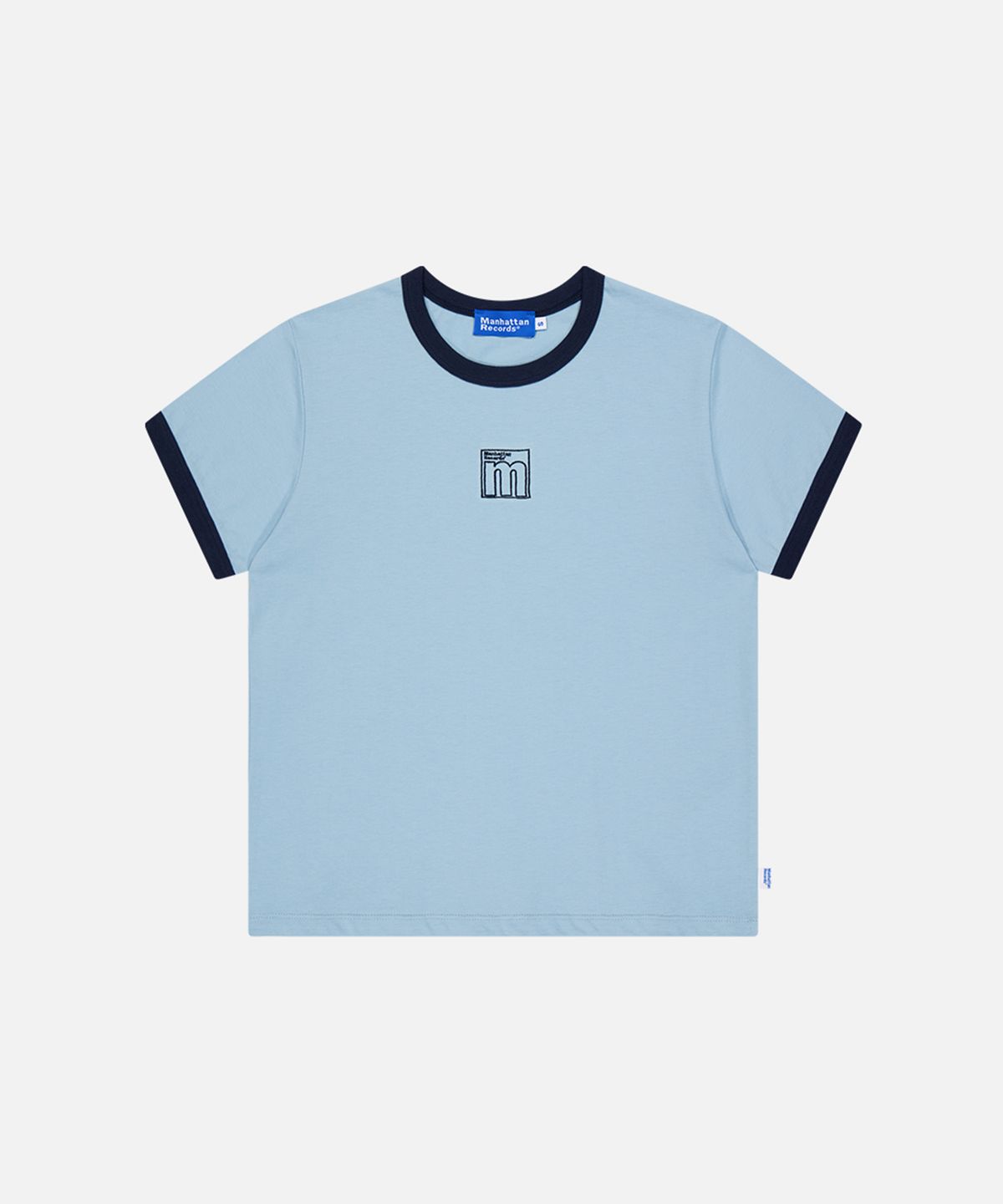 맨하탄레코즈(MANHATTAN RECORDS) MR W M Logo Ringer T-shirt - Blue