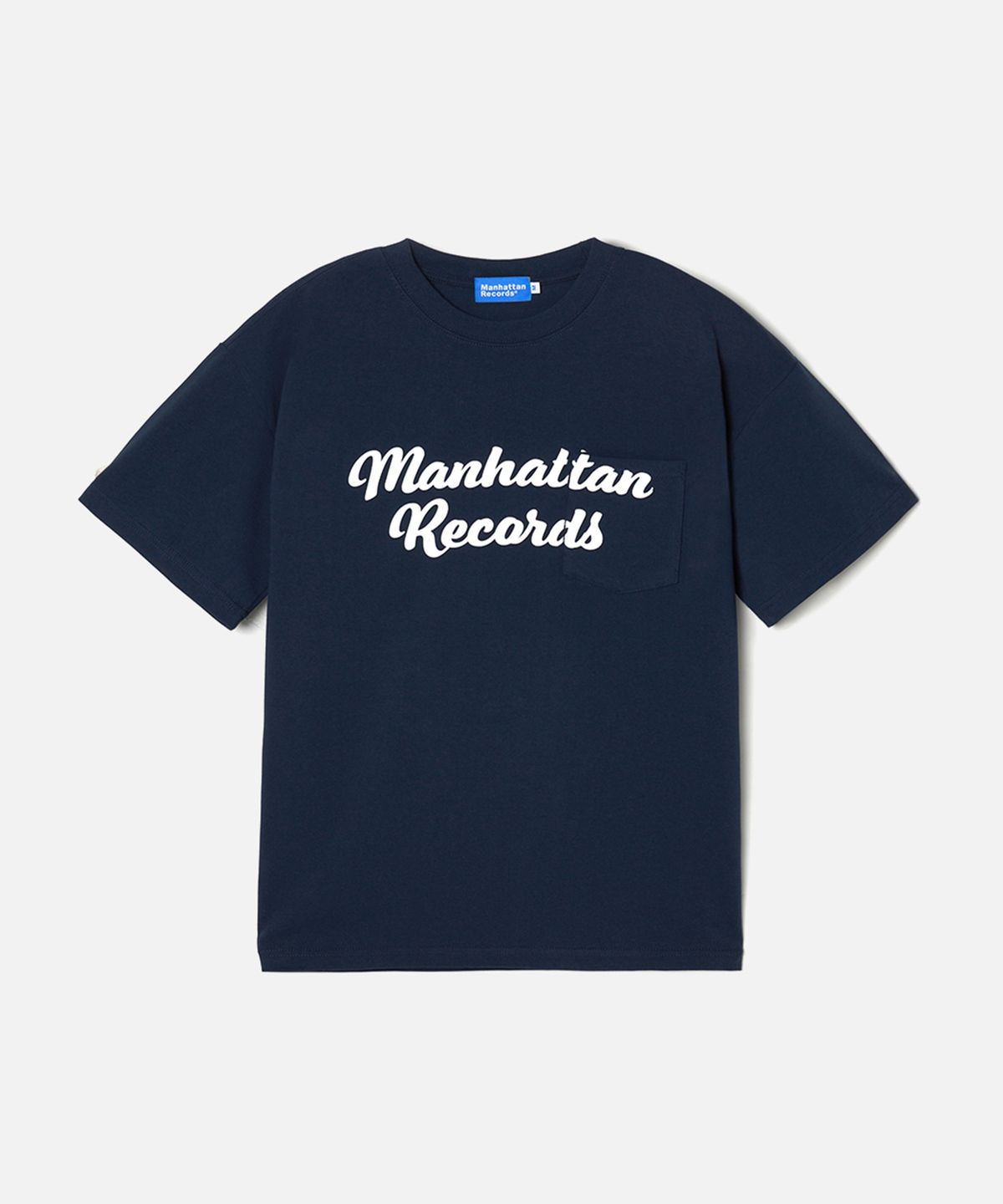 맨하탄레코즈(MANHATTAN RECORDS) Manhattan Records Arch Logo Pocket T-shirt - Navy