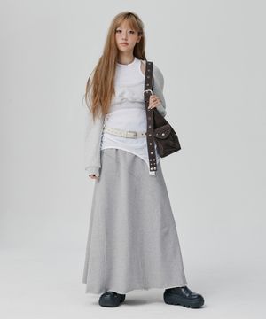 Stud Buckle Suede Bag Gray