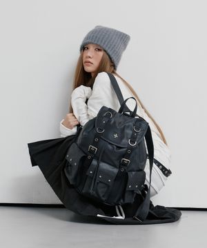 Stud Three-Pocket Backpack Black