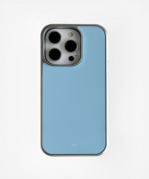 [아이폰17출시][+맥세이프][+갤럭시S26]Powder blue 글라스 실버 범퍼 케이스