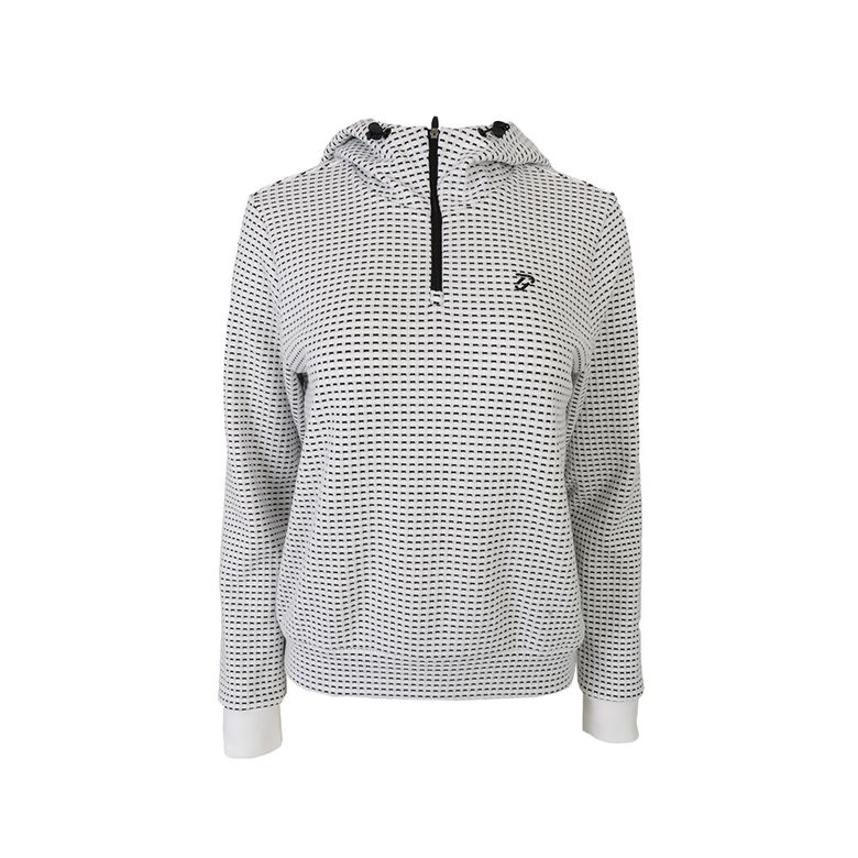 [IJP DESIGN] 이안폴터디자인 여성 큐브패턴 반집업 후드 티셔츠 - IPL5WTS533 WH
