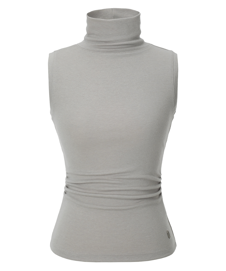 Drape Turtleneck Top (sand beige)