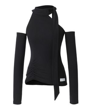 Birth Shirring Scarf Top (black)