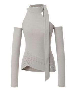 Birth Shirring Scarf Top (sand beige)