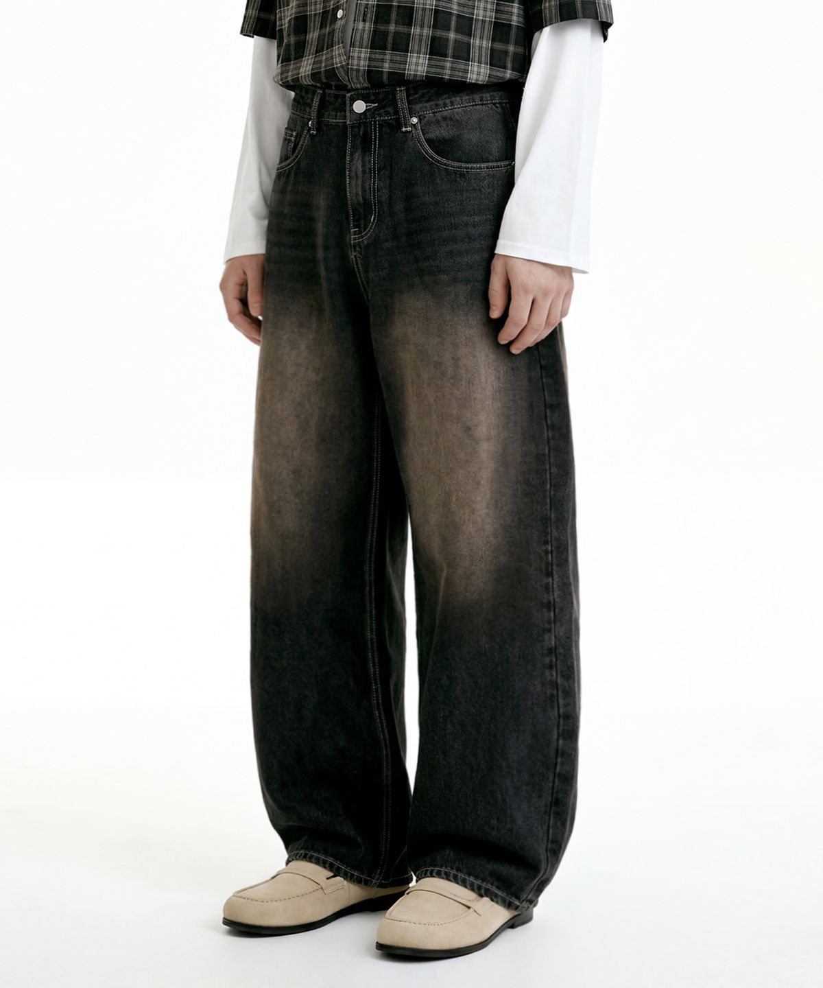 엔티이티(NTET) Basic washing denim pants (dark black)
