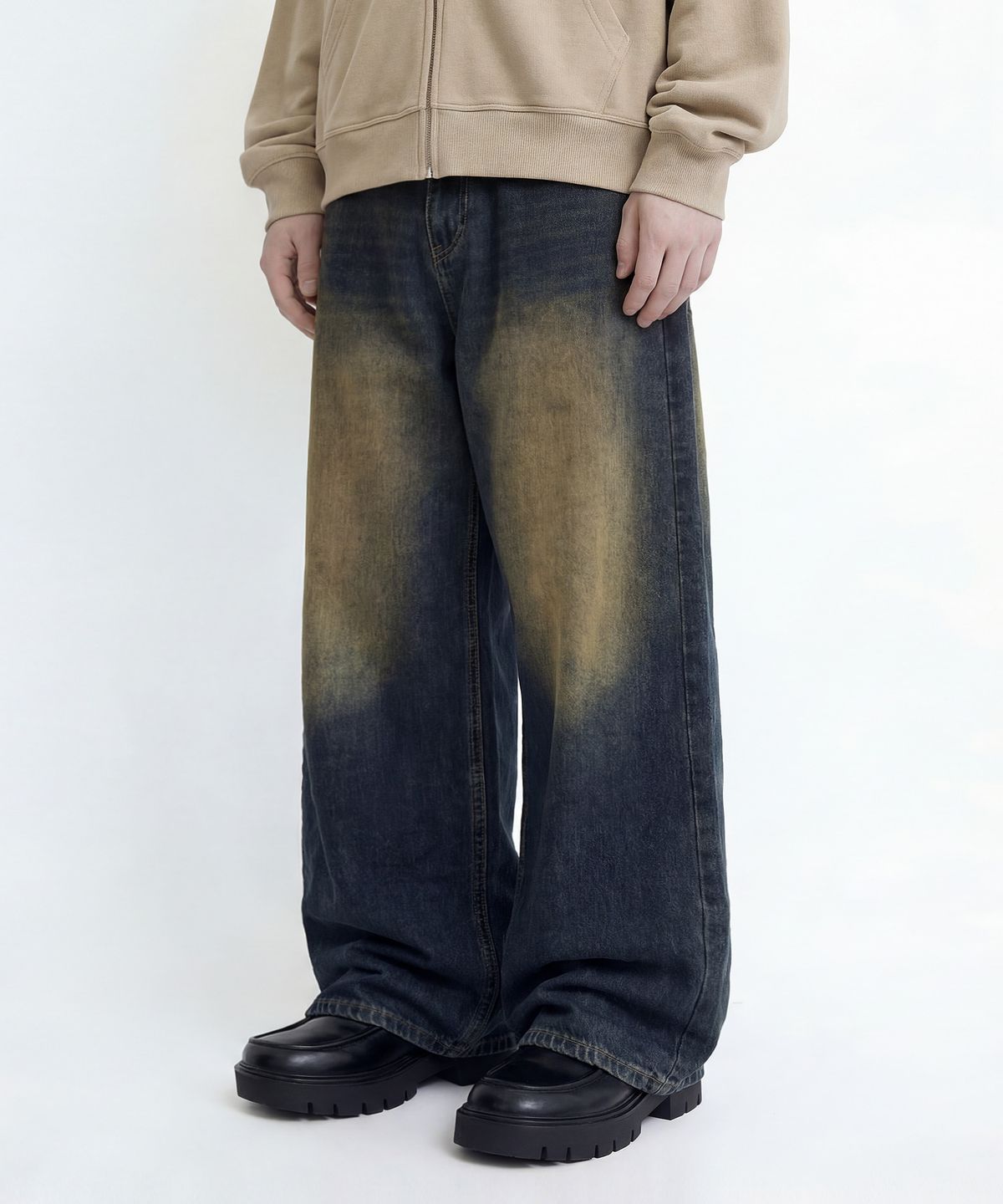 엔티이티(NTET) Basic washing denim pants (vintage black)