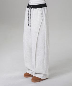 [기모][DELUXE]스트링 포인트 밴딩 컬러 피치 기모 스웨트 팬츠 DLX2943 (4 COLOR)