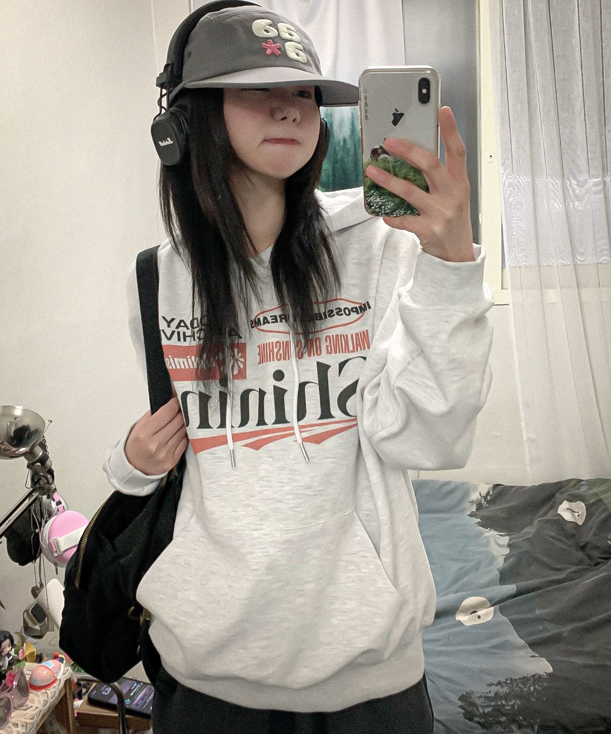 다미쉬(DAMISH) 샤이닝 그래픽 코밍 후드_멜란지
