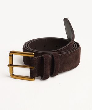 미니멀 스퀘어 스웨이드 벨트 (소가죽/다크 브라운)
