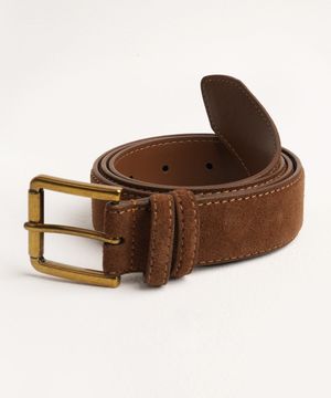 미니멀 스퀘어 스웨이드 벨트 (소가죽/브라운)