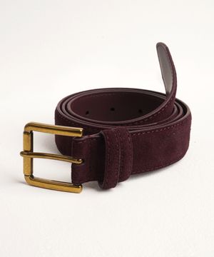 미니멀 스퀘어 스웨이드 벨트 (소가죽/와인)