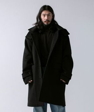 캐주얼 울 퀼팅 후드 코트