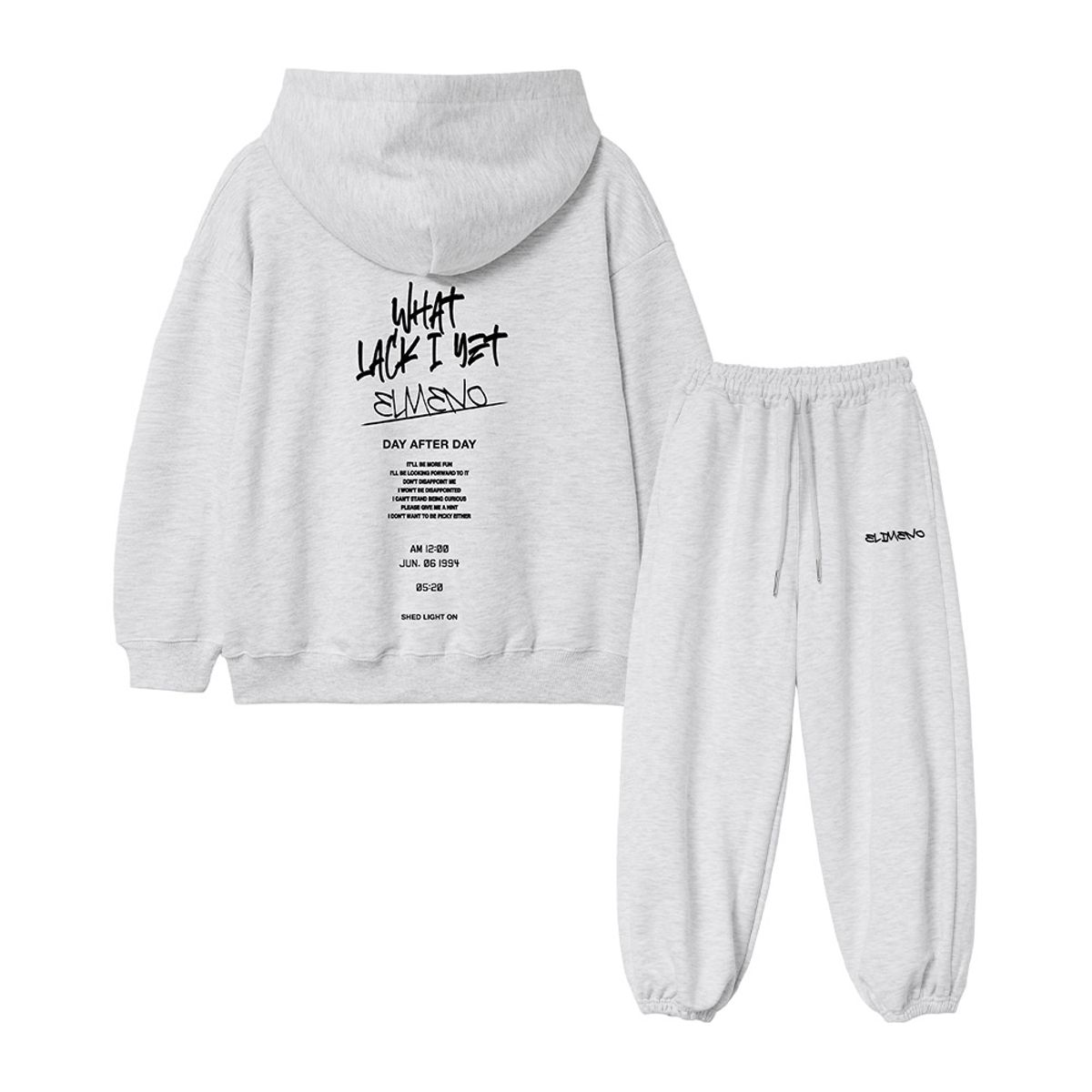 엘리메노영스터(ELIMENOYOUNGSTER) [SET] EY 스트리트 후드티셔츠 & 스웻 팬츠 셋업